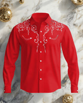 Men's Plus Size Causal Western Style Long Sleeve Shirt